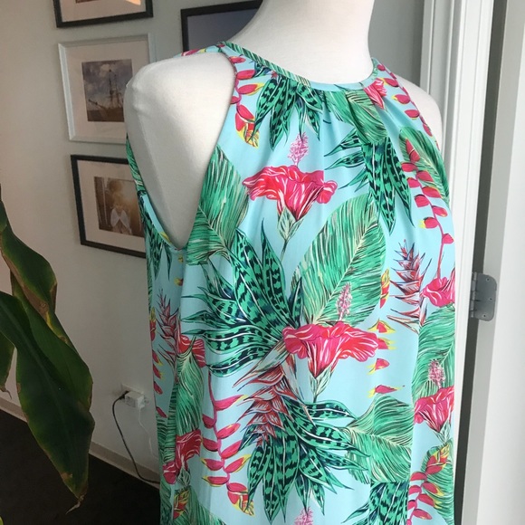 Saint Tropez Tropical Print Crepe Blouse, Top - Picture 2 of 6